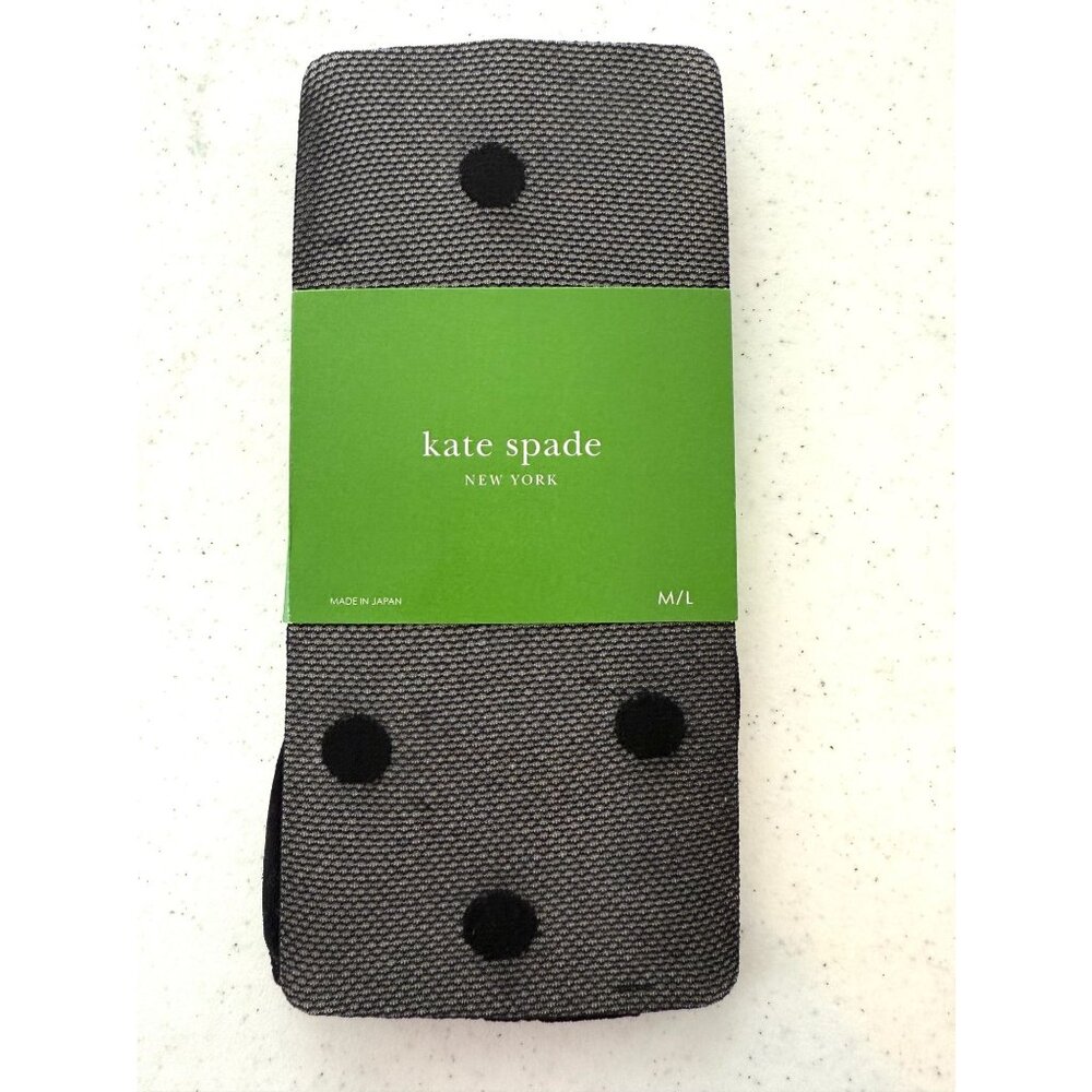 Kate Spade Sheer Black Polka Dot Tights Medium Large New